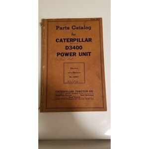 Vintage Original Sept 1939‎ Caterpillar D3400 Power Unit Parts Catalog Form 5449